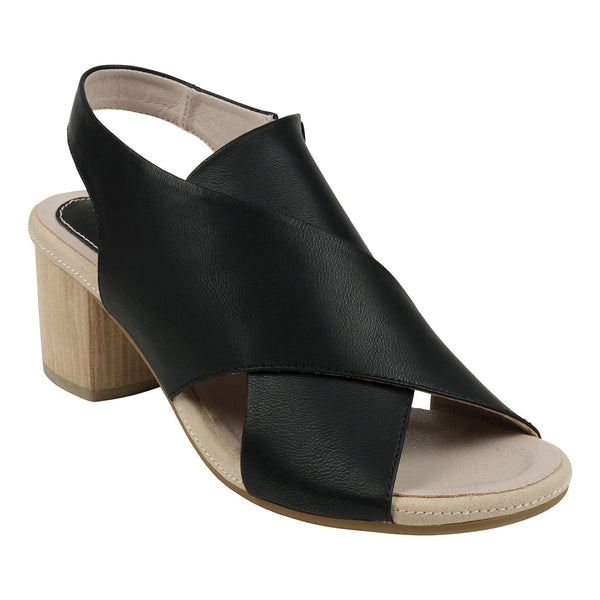Keefa Black Cross Strap Slingback Heeled Sandals - Glamourous Grace