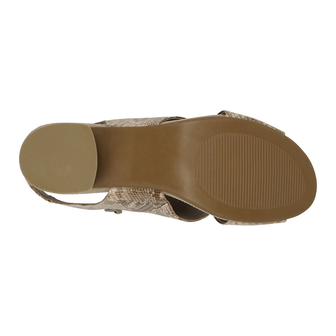 Keefa Snake/Beige Cross Strap Slingback Heeled Sandals - Glamourous Grace