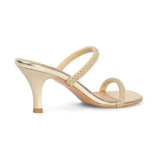 Evara - Gold Kitten Heels