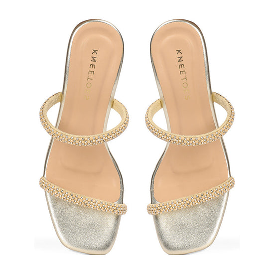 Evara - Gold Kitten Heels