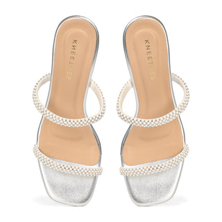 Evara - Silver Kitten Heels
