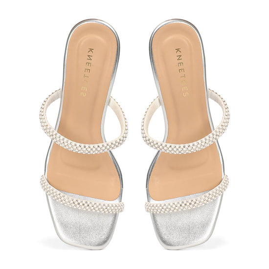 Evara - Silver Kitten Heels