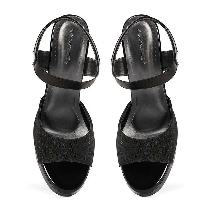Campbell - Black Block Heels - Glamourous Grace