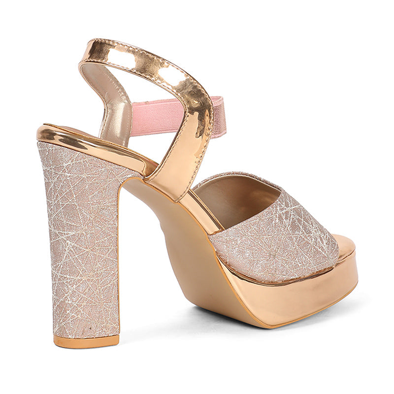 Campbell - Rose Gold Block Heels - Glamourous Grace