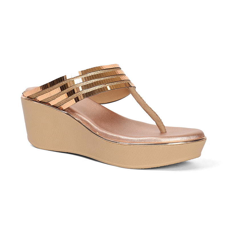 Shynara - Gold Thong Wedges - Glamourous Grace