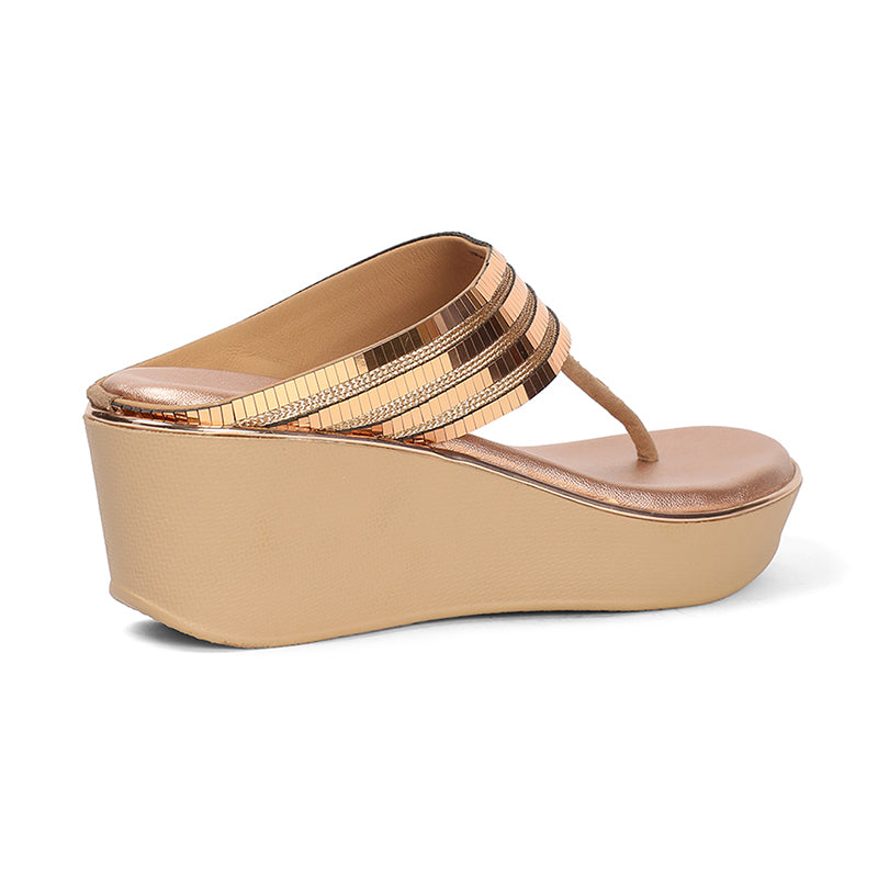 Shynara - Gold Thong Wedges - Glamourous Grace