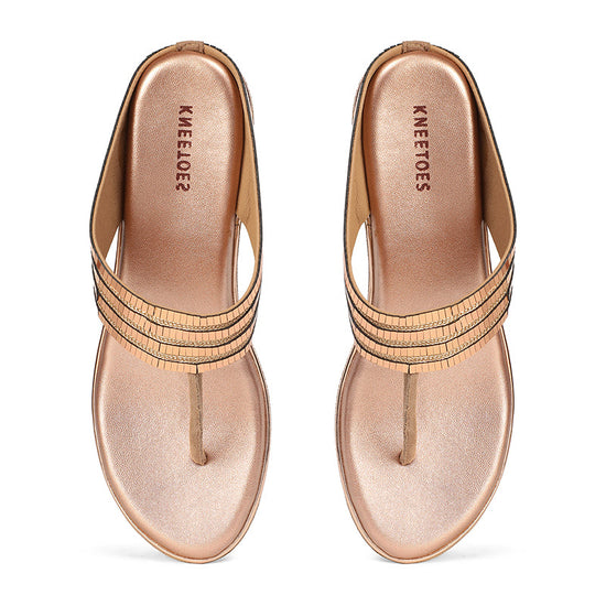 Shynara - Gold Thong Wedges