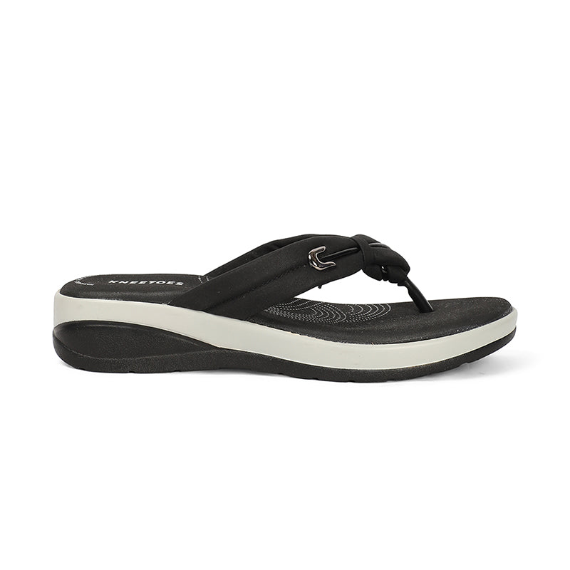 Sarya - Black Thong Wedges - Glamourous Grace