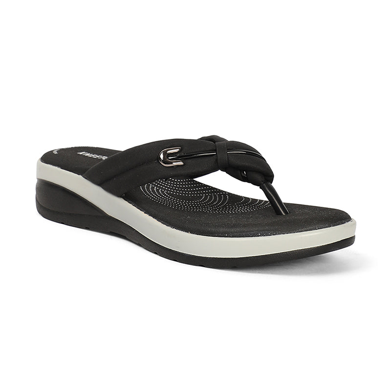 Sarya - Black Thong Wedges - Glamourous Grace