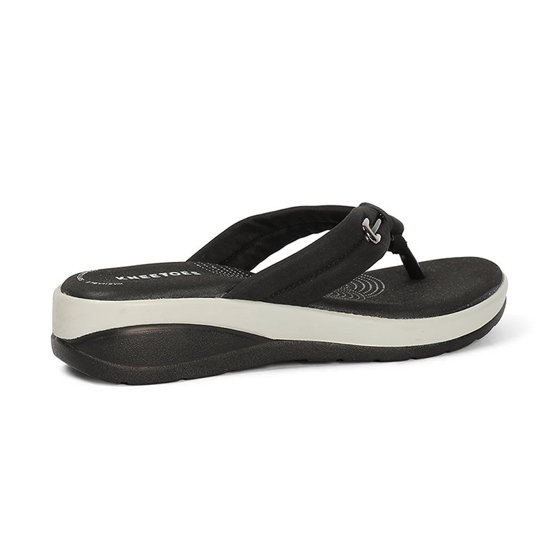 Sarya - Black Thong Wedges - Glamourous Grace