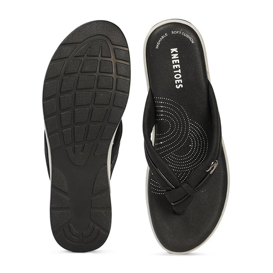 Sarya - Black Thong Wedges