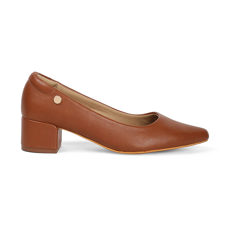 Maddie - Brown Block Heels - Glamourous Grace
