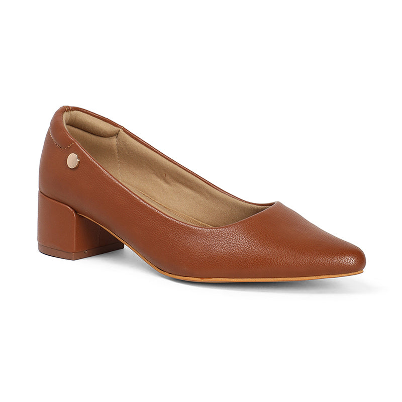 Maddie - Brown Block Heels - Glamourous Grace