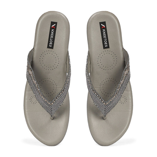 Bexley- Grey Thong Wedges