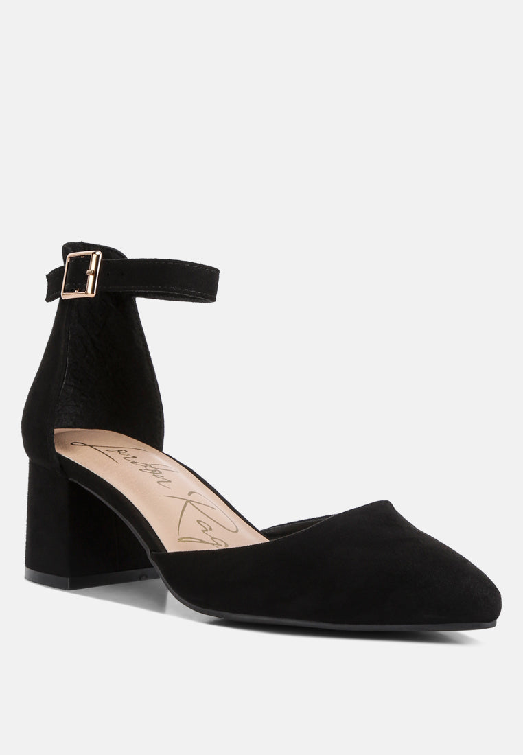 Kody Suede Ankle Strap Block Heel Sandals - Glamourous Grace