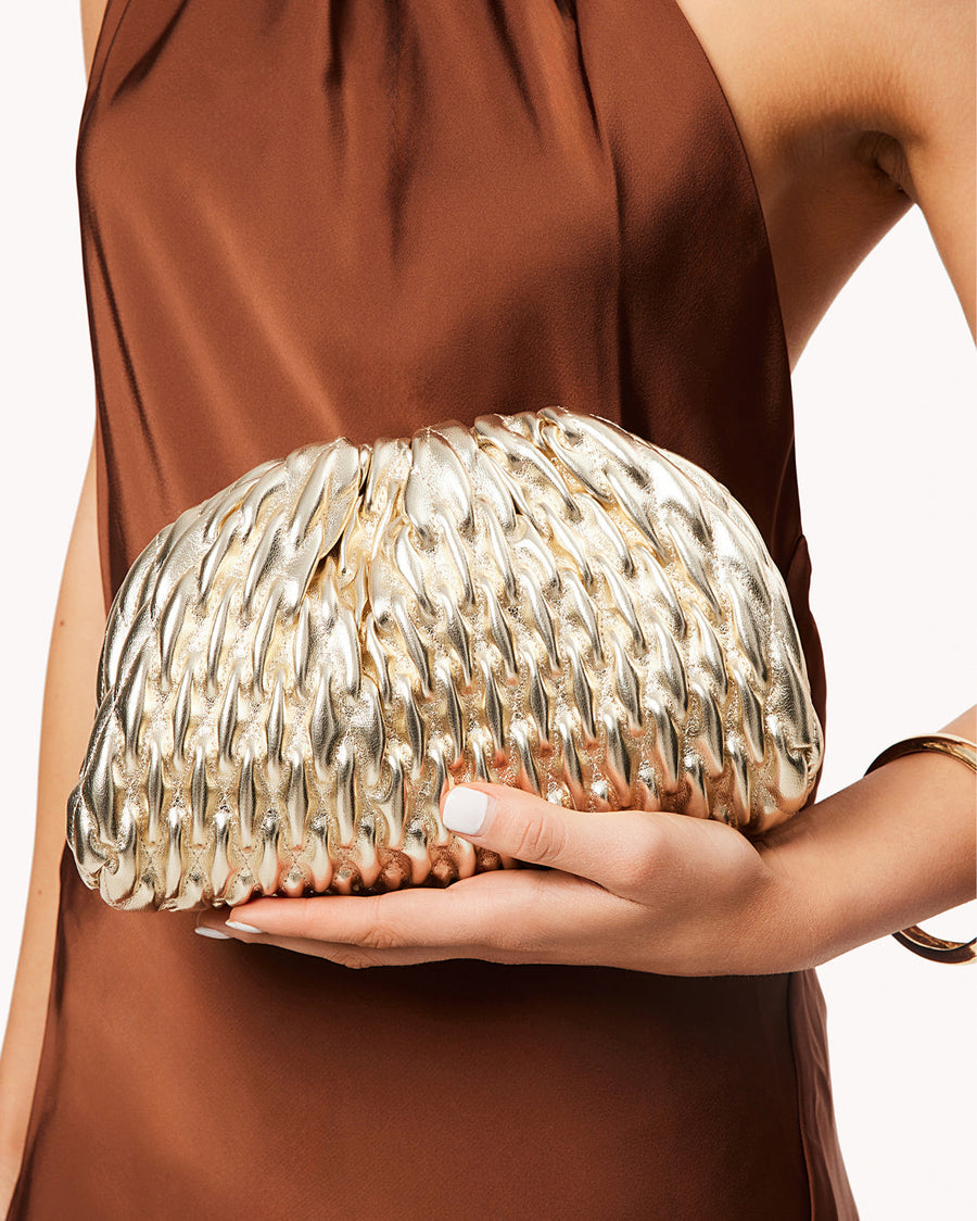 Lacey Gold Metallic Clutch