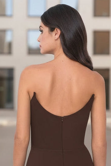 Daris Gown - Chocolate - Cat-Eye Scoop Neckline Dress - Glamourous Grace