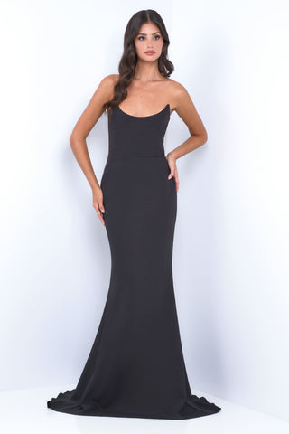 Daris Gown - Black - Cat-Eye Scoop Neckline Dress - Glamourous Grace