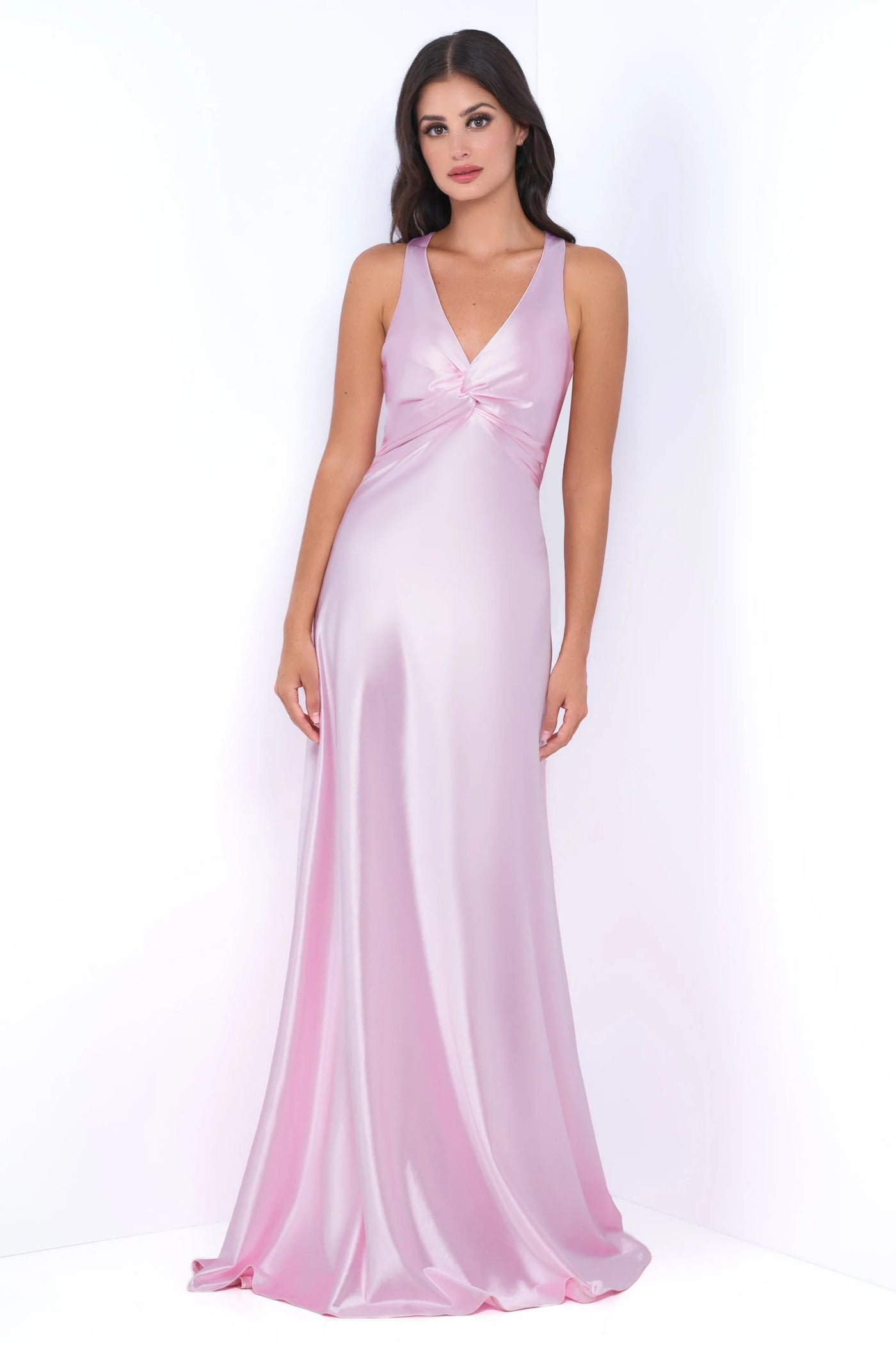 Odette Maxi Dress - Pink - Open Back With Adjustable Bow Tie Detail - Glamourous Grace