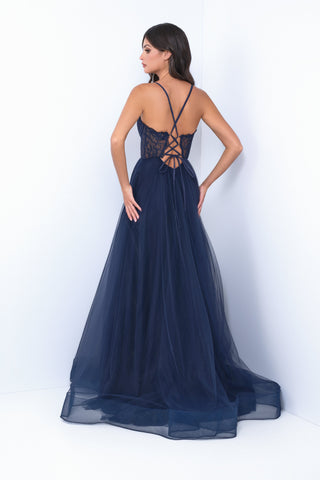 Dani Gown - Navy - Lace & Tulle A-line Dress - Glamourous Grace