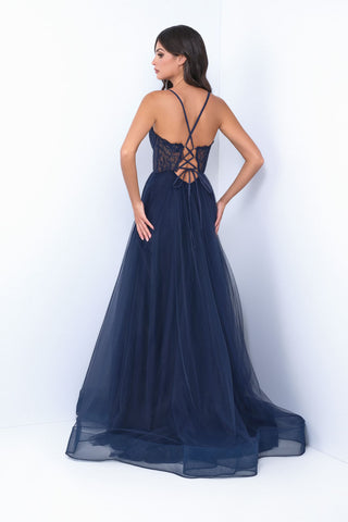 Dani Gown - Navy - Lace & Tulle A-line Dress - Glamourous Grace