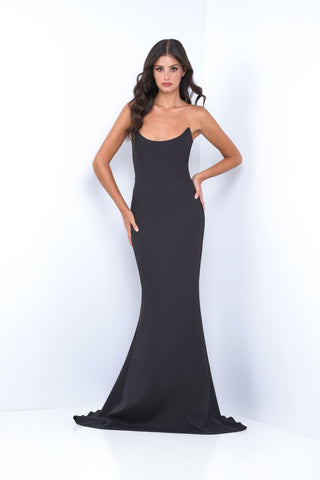 Daris Gown - Black - Cat-Eye Scoop Neckline Dress - Glamourous Grace