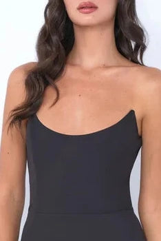 Daris Gown - Black - Cat-Eye Scoop Neckline Dress - Glamourous Grace