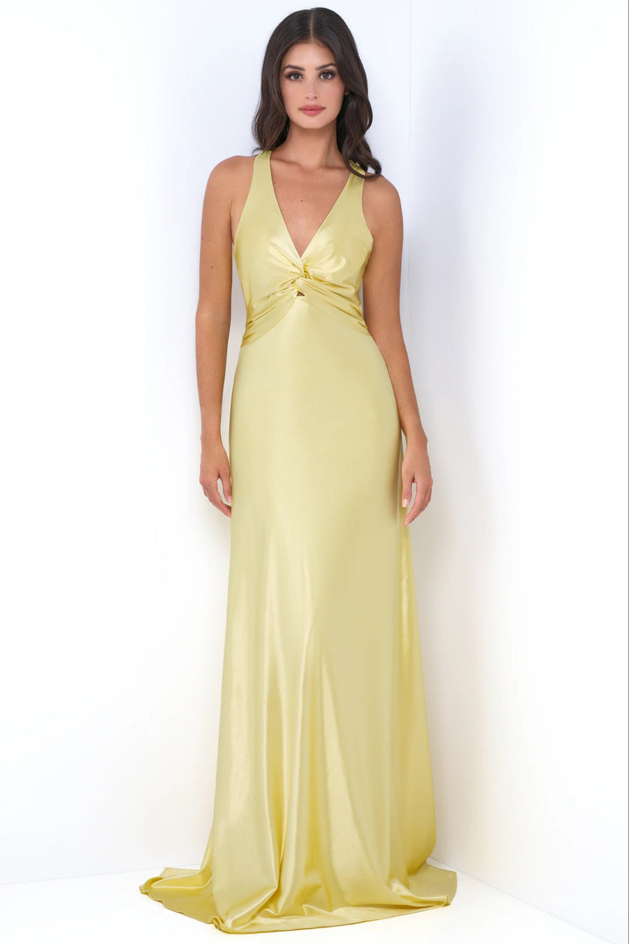 Odette Maxi Dress - Yellow - Open Back With Adjustable Bow Tie Detail - Glamourous Grace