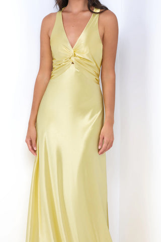 Odette Maxi Dress - Yellow - Open Back With Adjustable Bow Tie Detail - Glamourous Grace