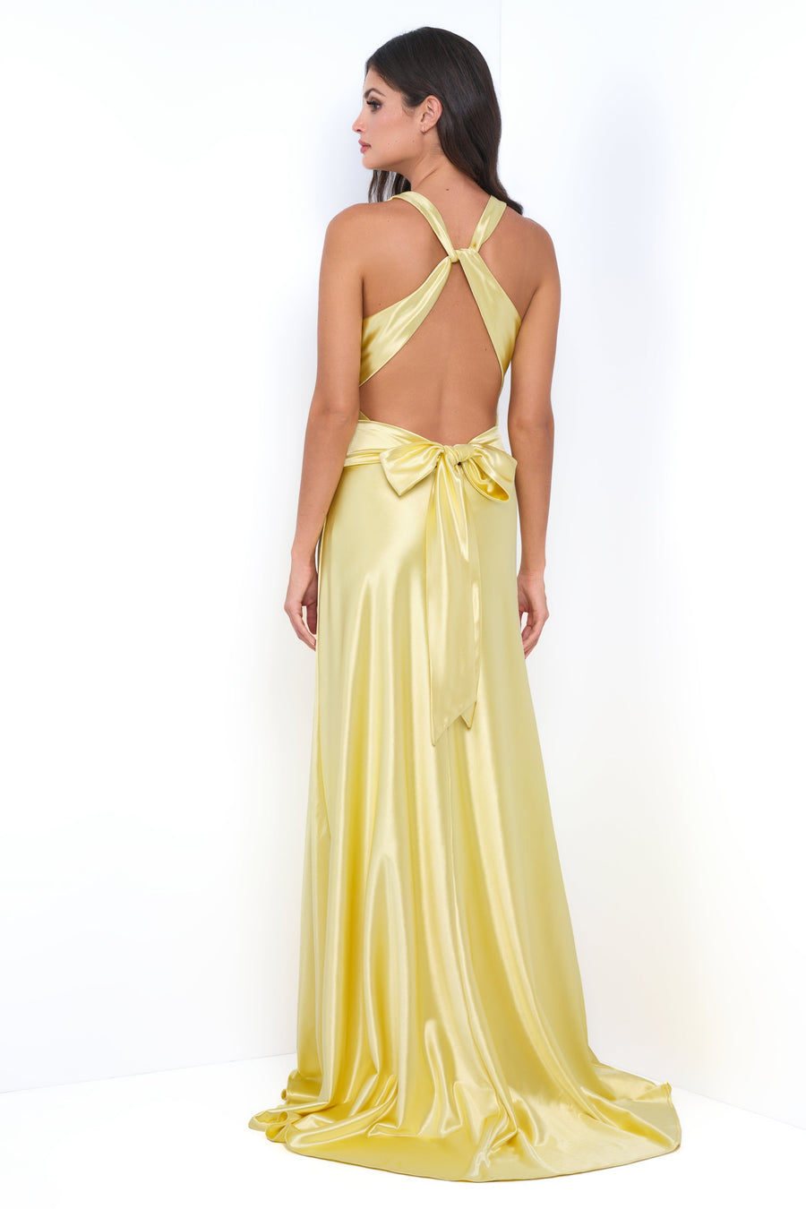 Odette Maxi Dress - Yellow - Open Back With Adjustable Bow Tie Detail - Glamourous Grace
