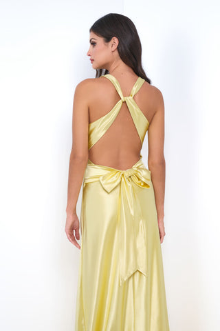 Odette Maxi Dress - Yellow - Open Back With Adjustable Bow Tie Detail - Glamourous Grace