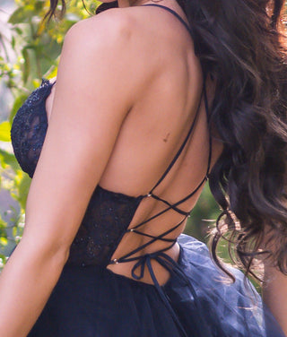 Dani Gown - Navy - Lace & Tulle A-line Dress - Glamourous Grace