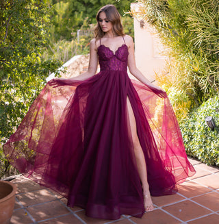 Dani Gown - Mulberry - Lace & Tulle A-line Dress - Glamourous Grace