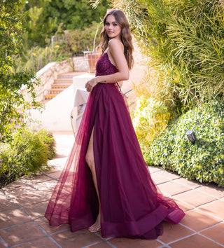 Dani Gown - Mulberry - Lace & Tulle A-line Dress - Glamourous Grace