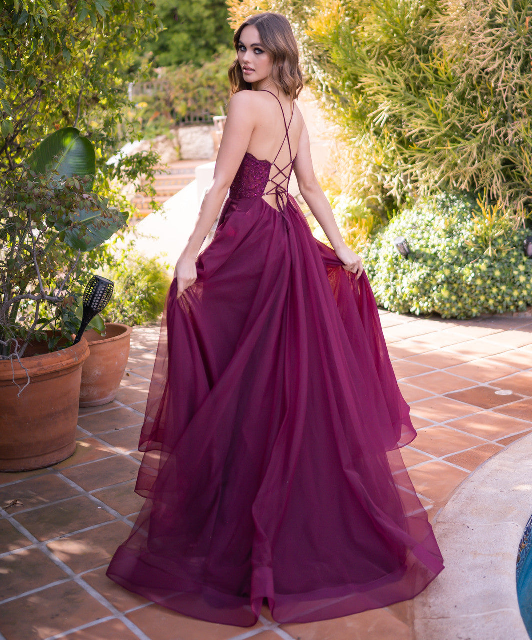 Dani Gown - Mulberry - Lace & Tulle A-line Dress - Glamourous Grace
