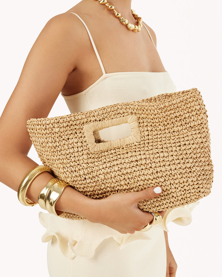Leah Raffia Handle Bag