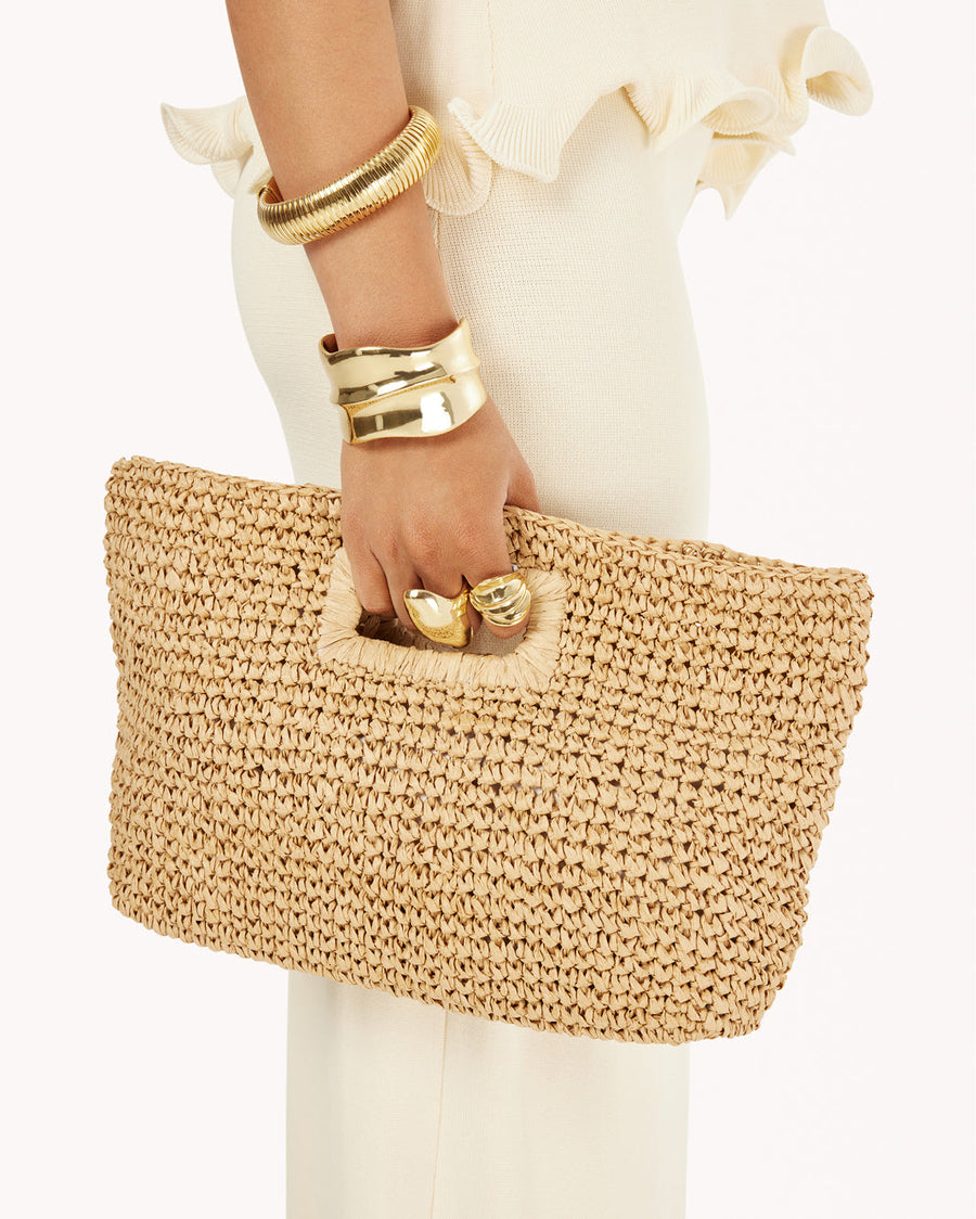 Leah Raffia Handle Bag