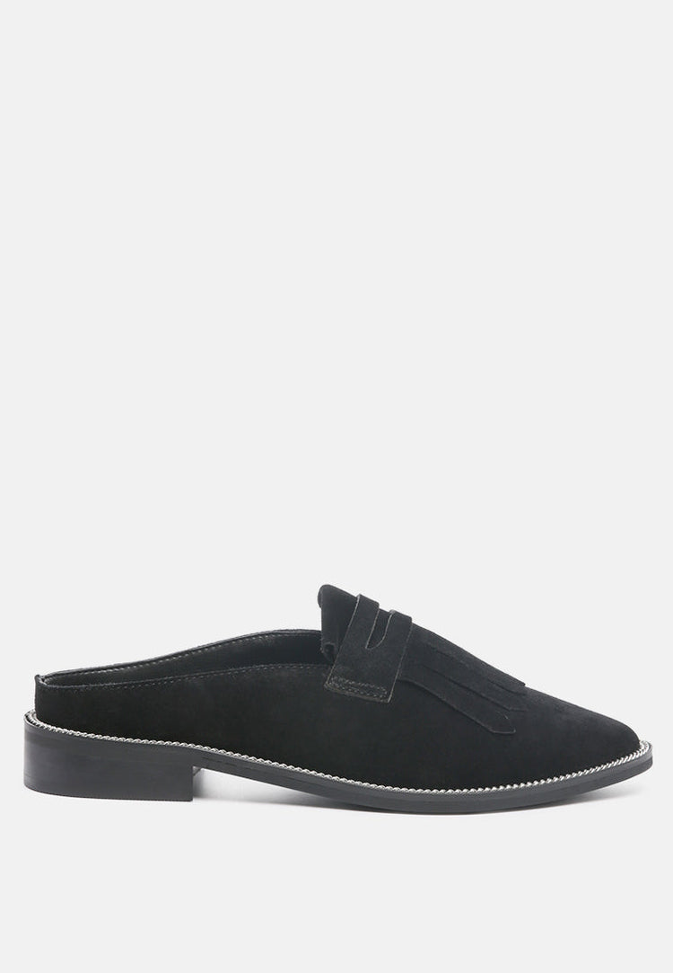 Lena Suede Walking Loafer Mules - Glamourous Grace