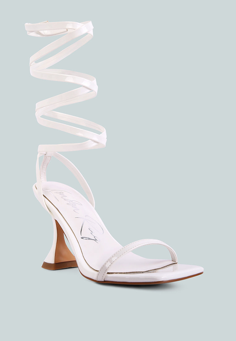 Lewk Strappy Tie Up Spool Heel Sandals - Glamourous Grace