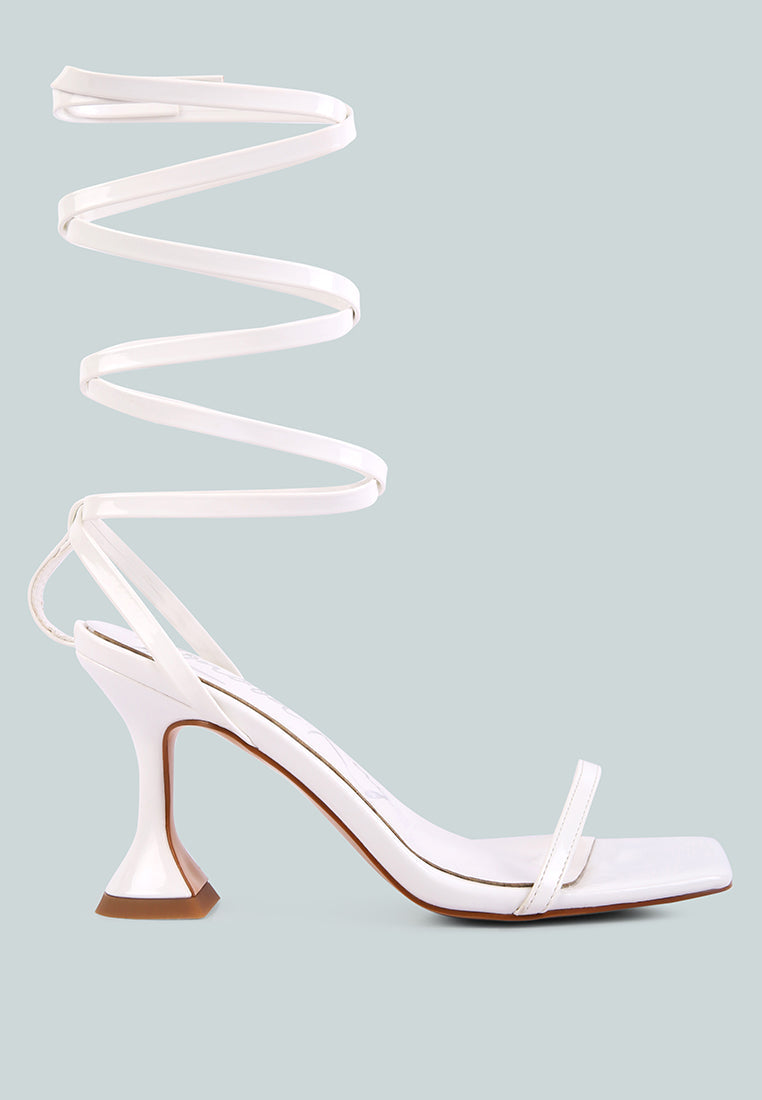 Lewk Strappy Tie Up Spool Heel Sandals - Glamourous Grace