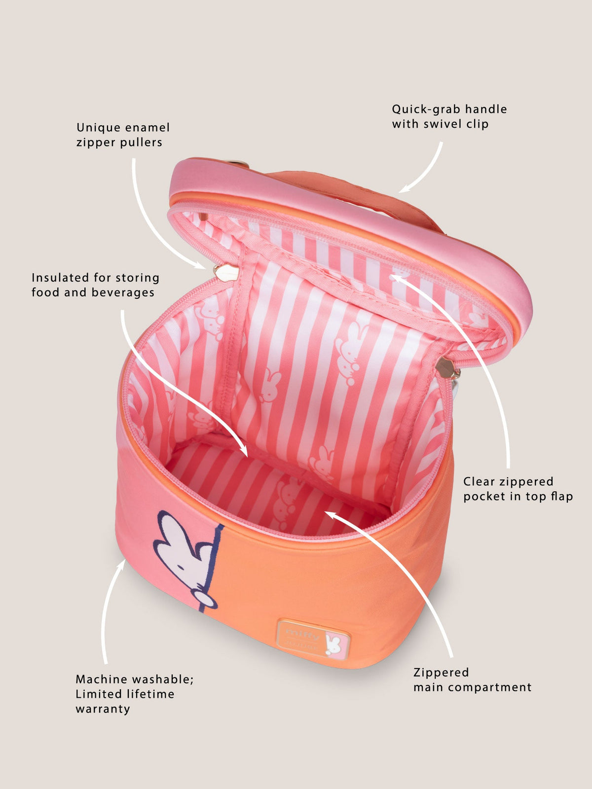 Miffy Flower Fields Fuel Cell Insulated Bottle Bag - Pink & Orange