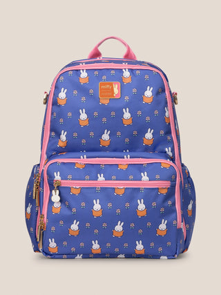 Miffy Flower Fields Zealous Diaper Bag Backpack - Blue & Orange
