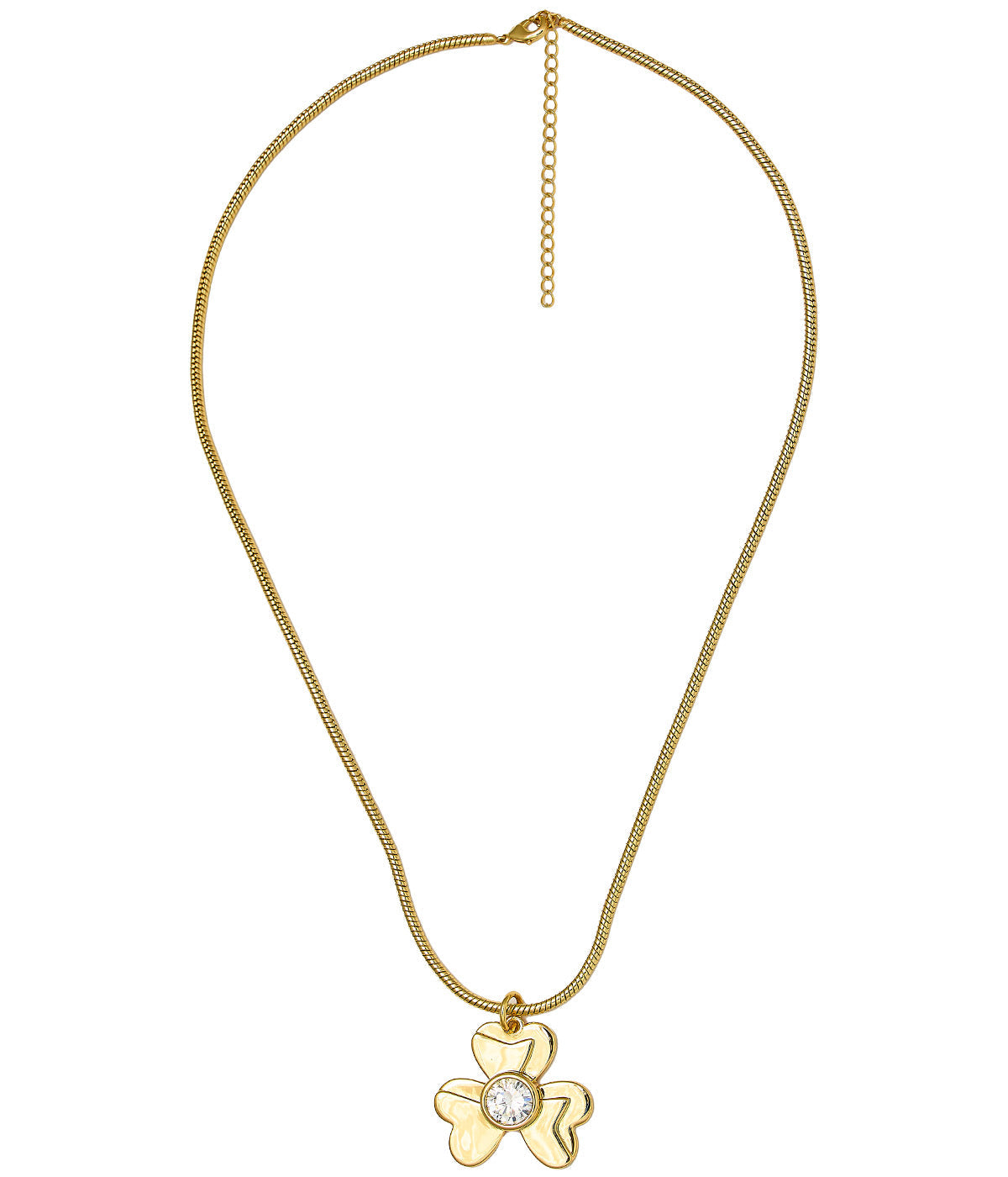 Brady Clover Bezel - Snake Chain - 18k Plated Necklace - Glamourous Grace