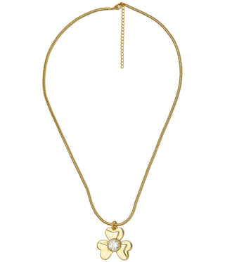 Brady Clover Bezel - Snake Chain - 18k Plated Necklace - Glamourous Grace