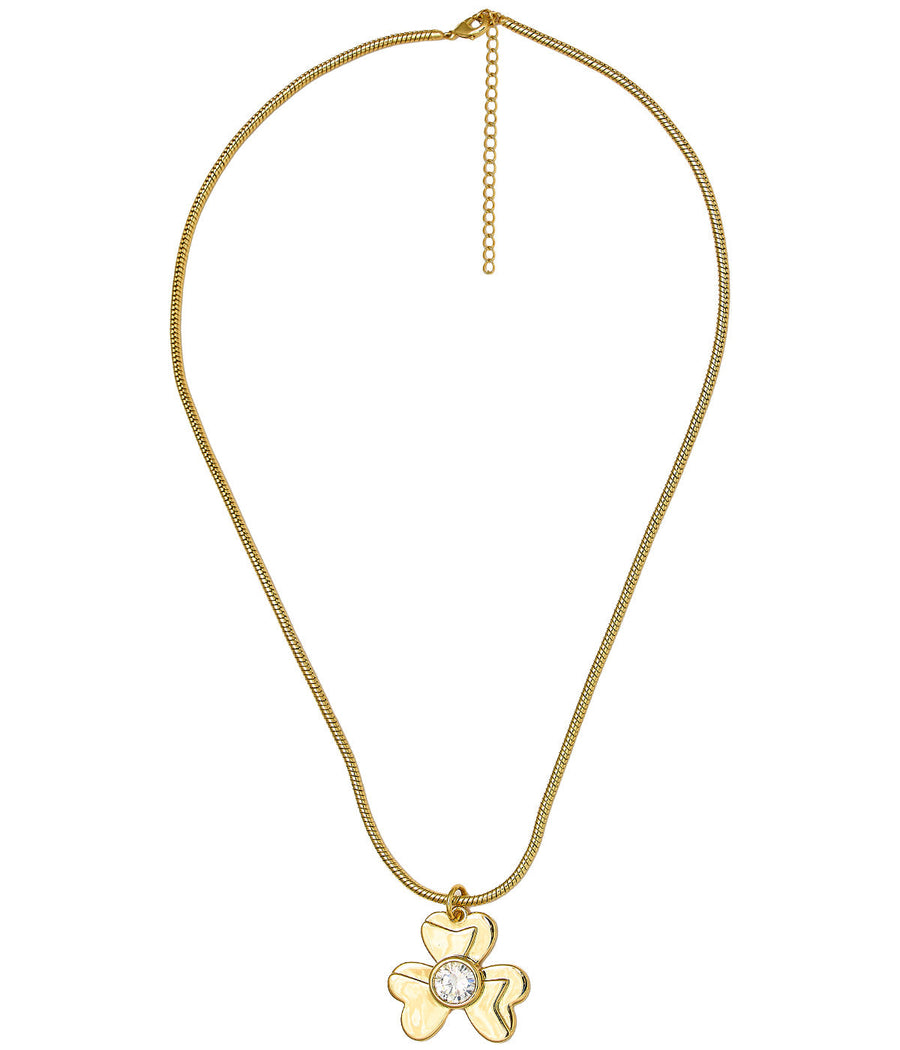 Brady Clover Bezel - Snake Chain - 18k Plated Necklace - Glamourous Grace