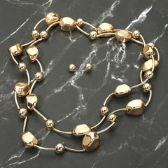 Metal Pebble Link Wrappable Long Necklace