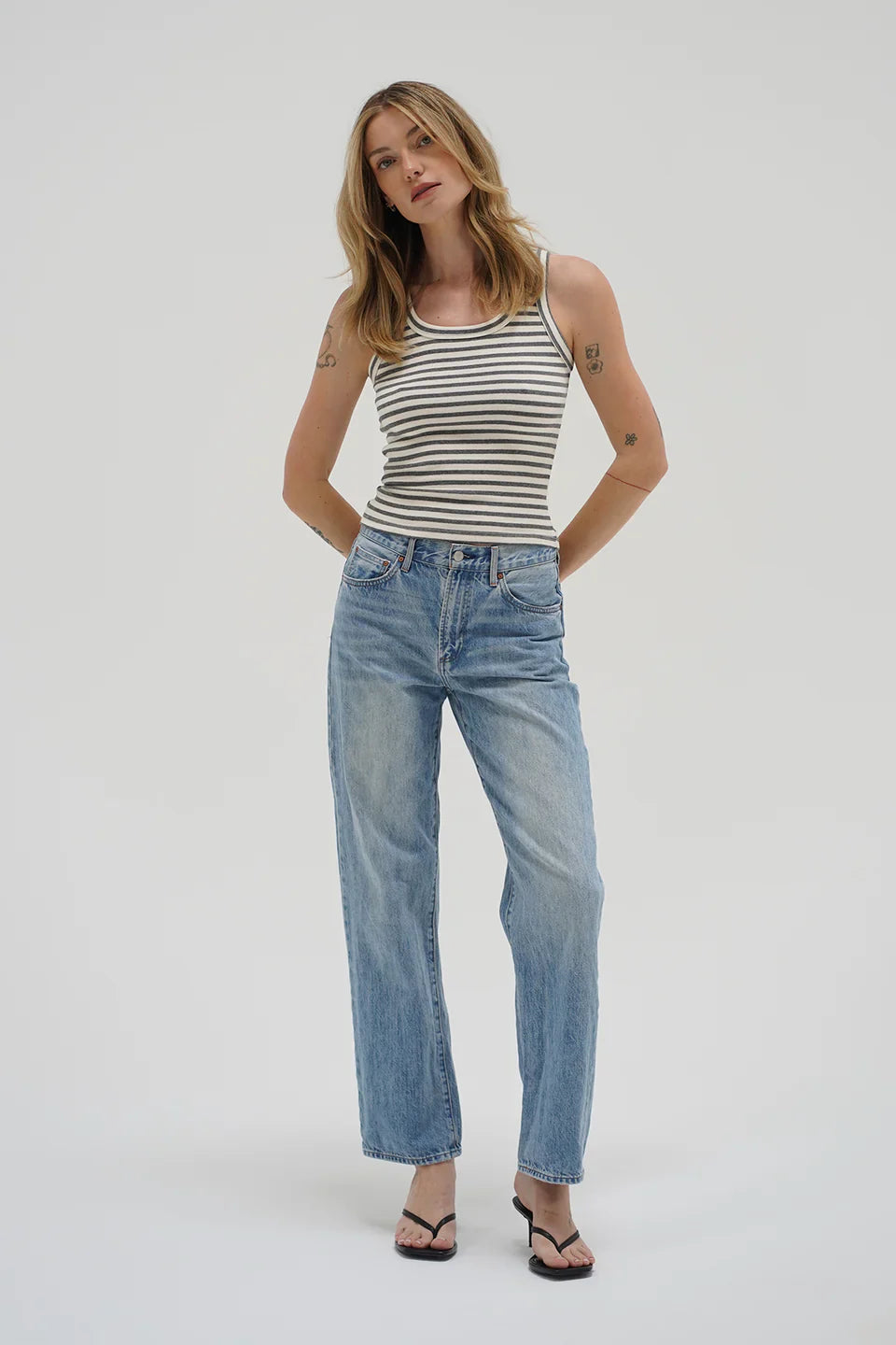 Deniz Gray Striped Tank Top