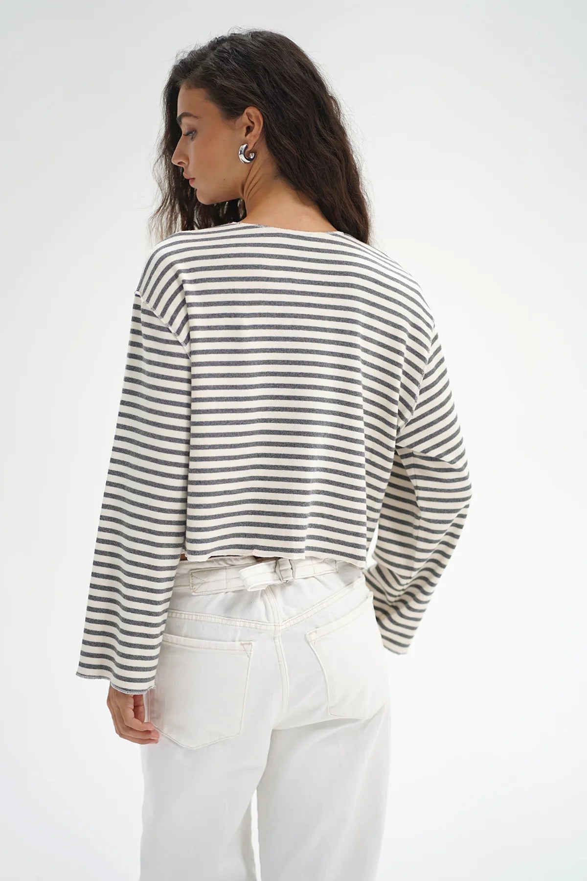 Kincaid Cardigan Greyscale Stripe - Glamourous Grace