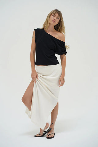Steph Ribbed Skirt | Whisper White