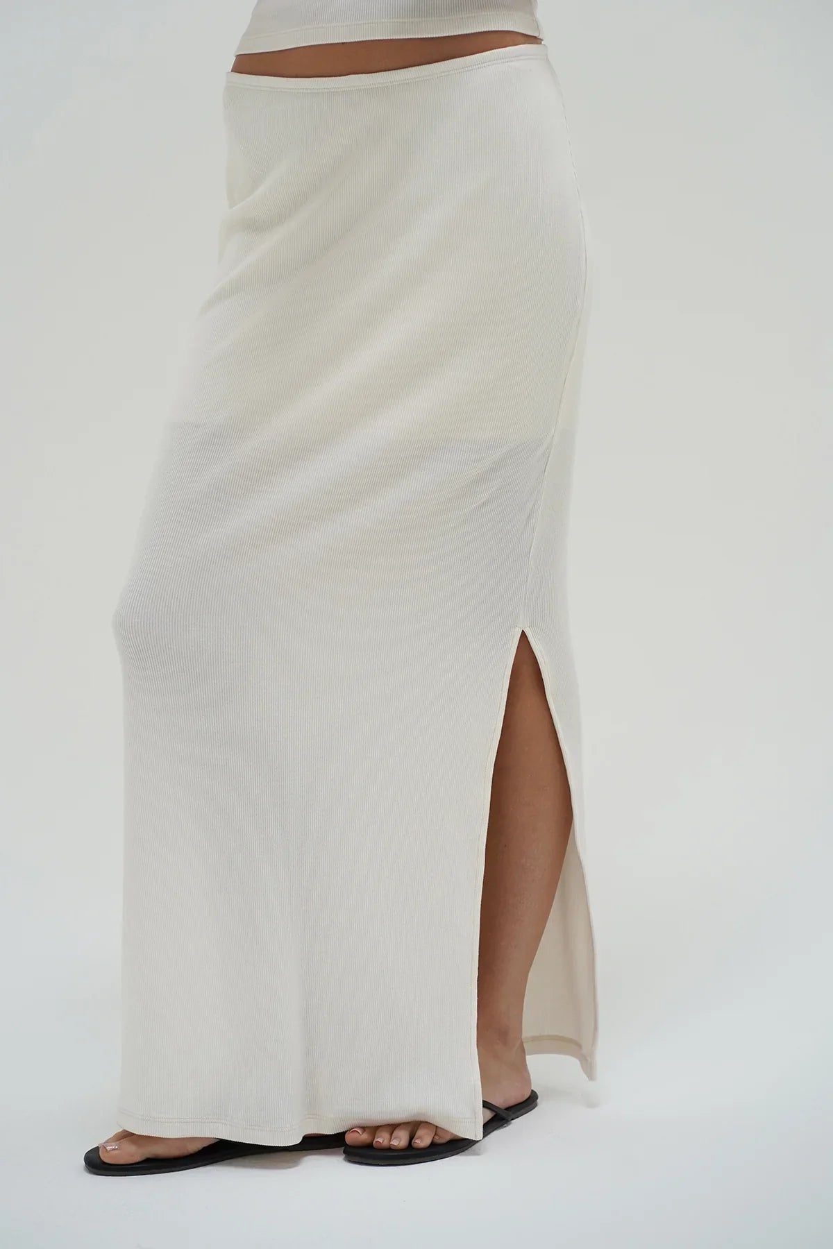 Steph Ribbed Skirt | Whisper White